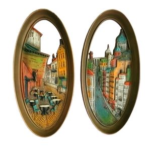 Vintage Burwood City Scapes Wall Hangings